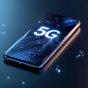 5G smartphone performance graph with technical benchmarks overlay