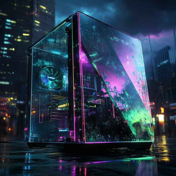 Exclusive high-performance gaming PC setup with futuristic design and advanced RGB lighting.