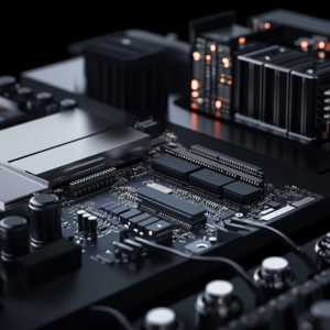 High-performance memory modules for 2025 with advanced design and digital lighting effects.