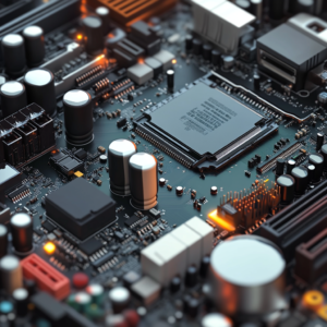 Detailed view of key custom PC components including CPU, motherboard, and GPU.