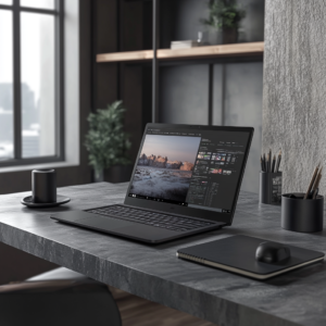 Ultra-thin laptop with vibrant display and minimal bezels