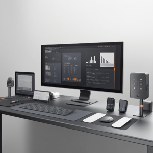 High-performance work-from-home hardware including monitors, printers, and ergonomic accessories.